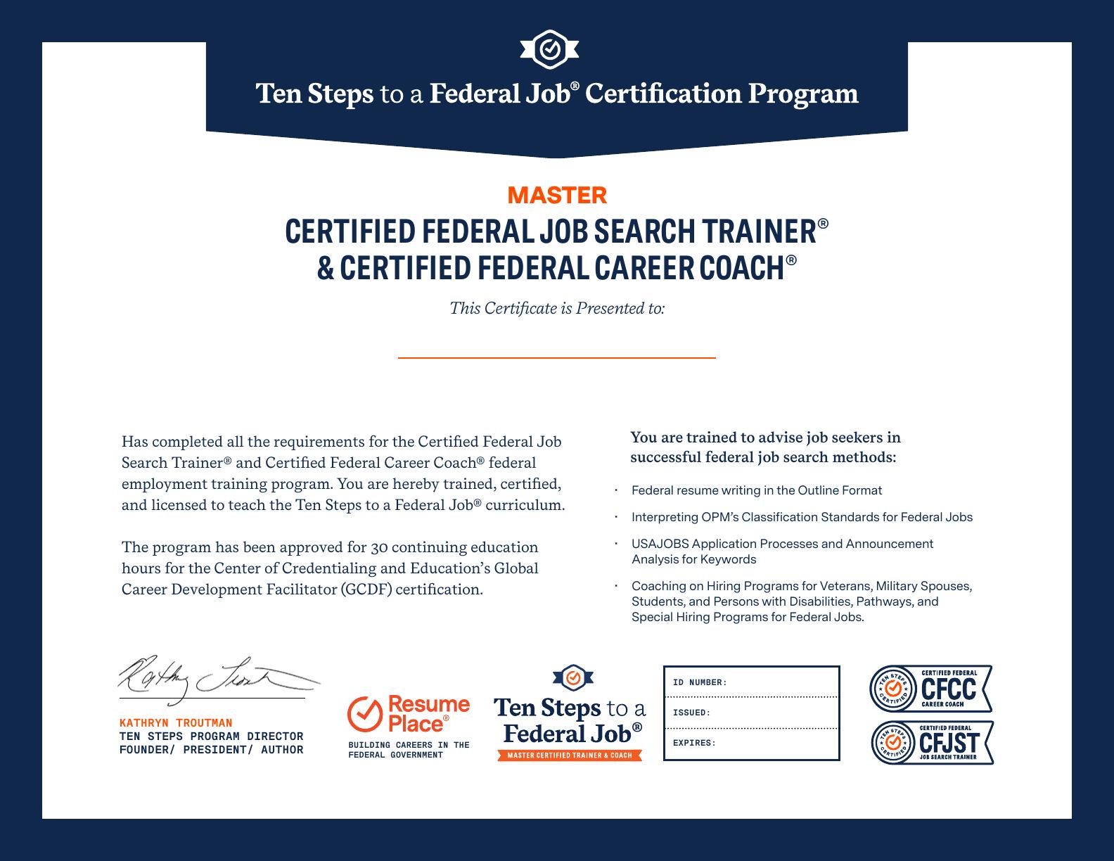 Trainer certificate